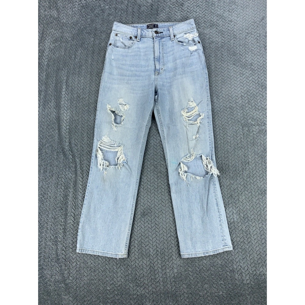 Abercrombie & Fitch Light Blue Distressed Cropped Jeans